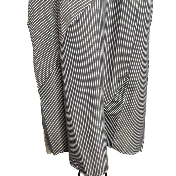 Blue White Pin Striped Large Summer Dress Midi Lightweight Pockets Y2K - Picture 4 of 12
